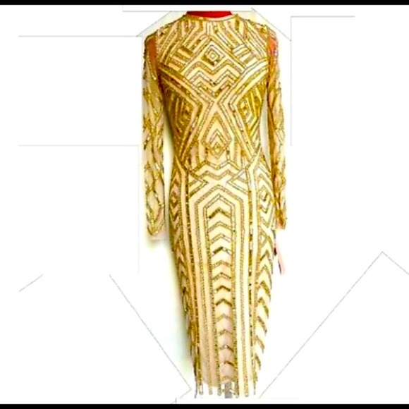 Gianni Bini Champagne Sequined Dress - Picture 8 of 13